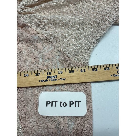 PAT DAHNKE Women’s size‎ L Pink Lace Sheer puff short sleeve top Boho Western - Picture 12 of 14